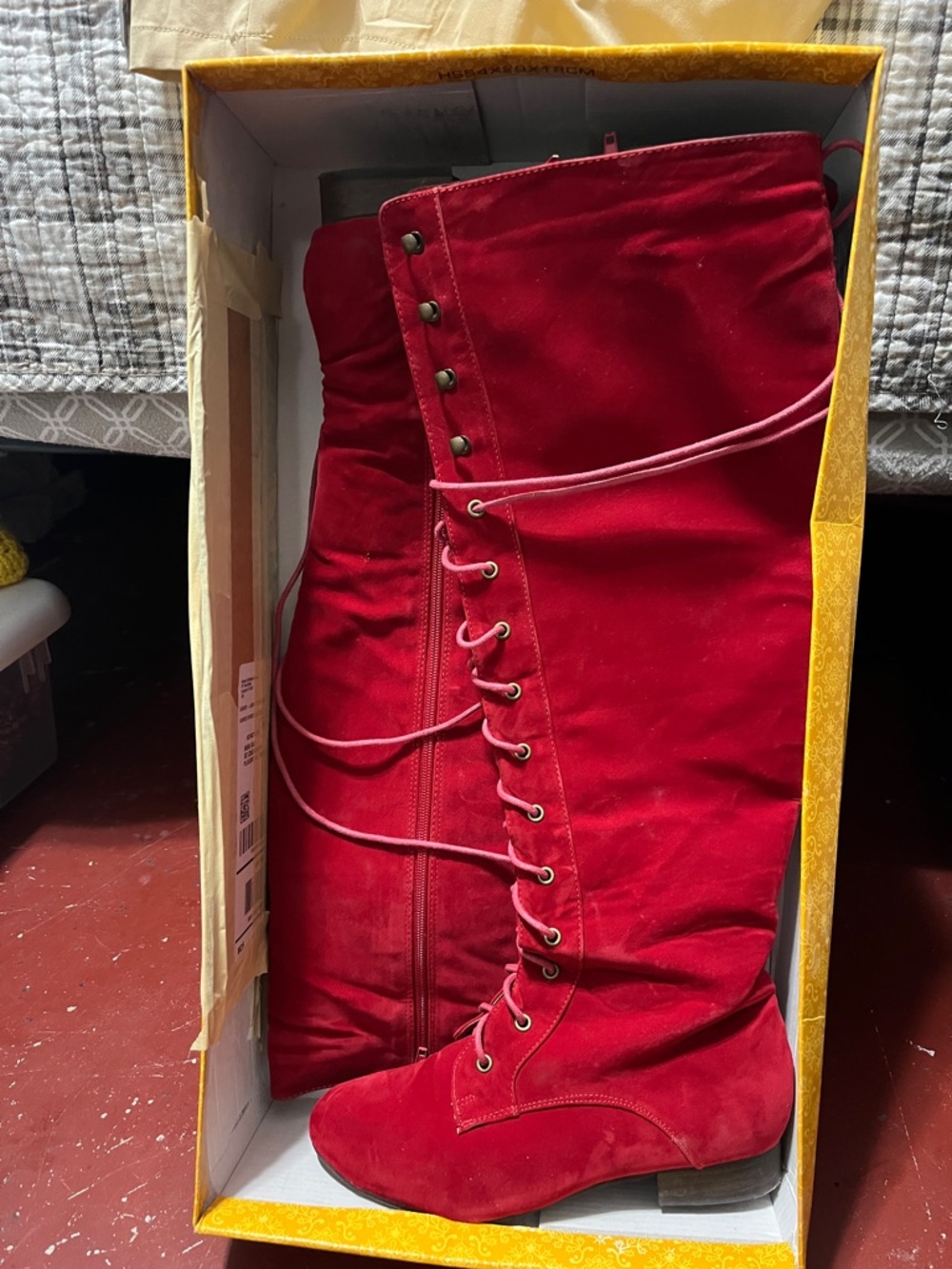 Women's Red Lace-Up Over-the-Knee Boots